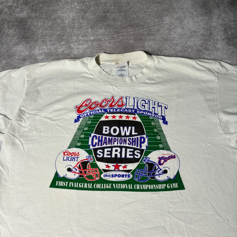 Vintage Coors Light BCS National Championship Football T-Shirt Mens XL White